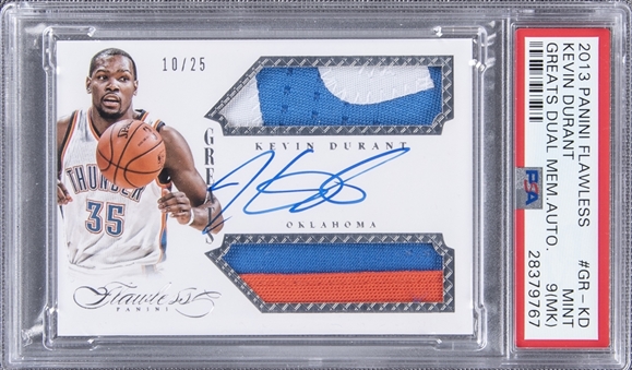 2013-14 Panini Flawless #GR-KD Kevin Durant Dual Jersey Patch Auto (#10/25) - PSA MINT 9 (MK)
